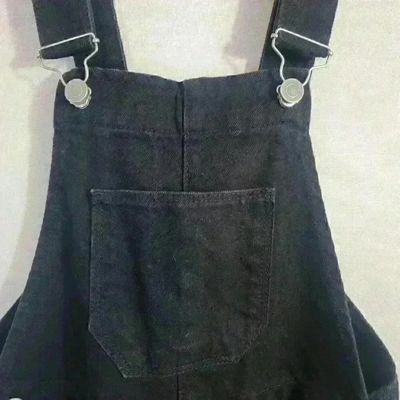 Women's Asos Denim Overalls Black Size 26 Or Small Shortall Adjustable Romper - Picture 16 of 16